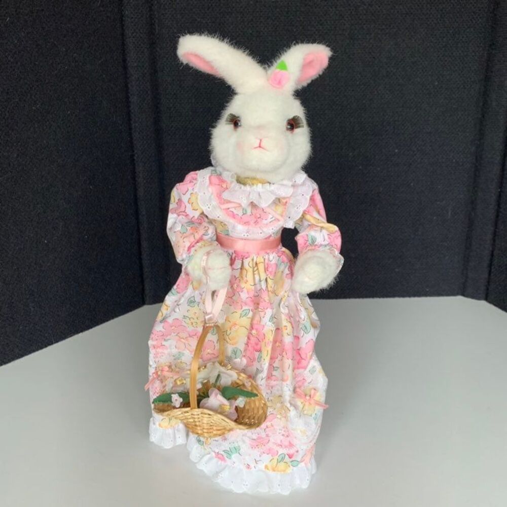 Vintage Telco Motion-Ettes Animated white Easter Bunny Rabbit  Mello Tone **read